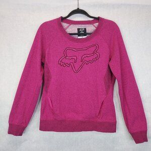 Fox Racing Sweatshirt Women M Motocross Logo Hot Pink Fleece Front Pocket Sporty